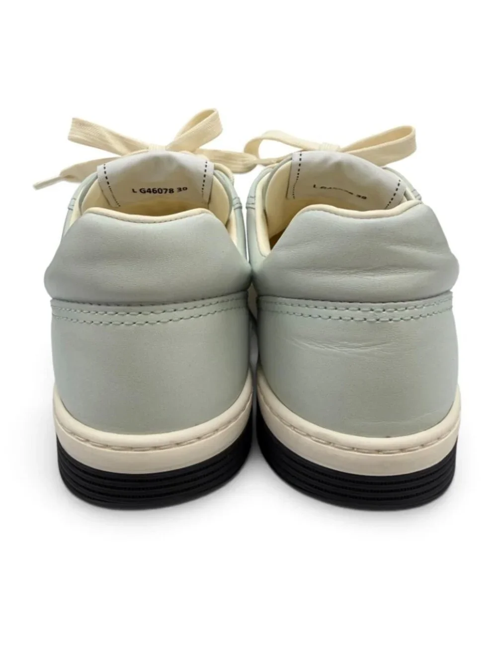 Chanel 24K Logo Lace Up Leather Low Cut Sneakers Mint Green